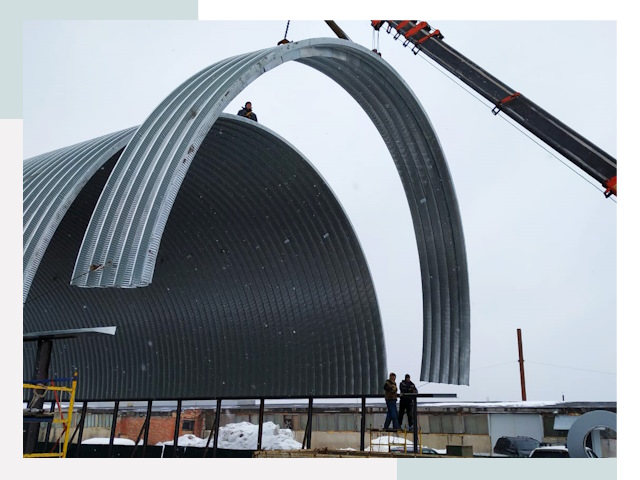 Полукруглые ангары в Павлове