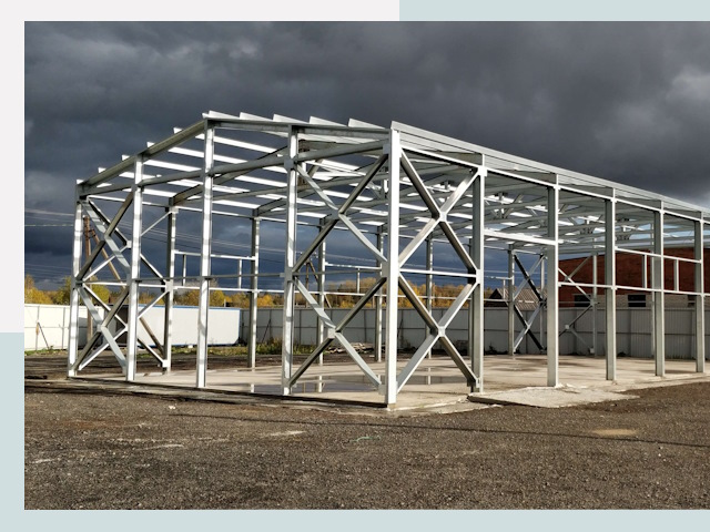 Двускатные ангары в Павлово от 608 руб. за квадрат